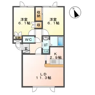 ラ・パークうえさかⅢ【1階】の間取り