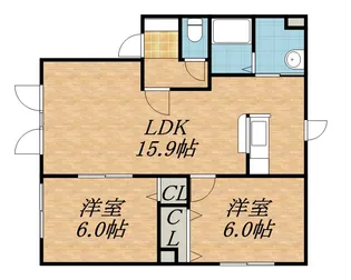 T.K HOUSE 新琴似【0102号室】の間取り