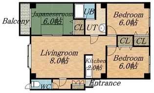エミール若葉【0102号室】の間取り