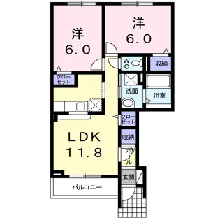 レガーノ参番館【104号室】の間取り