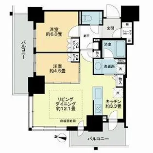 ザ・札幌タワーズ イーストタワー【2101号室】の間取り