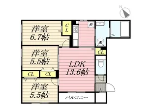 グランメール スカイ プレミアム札幌【3階】の間取り