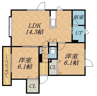 マルシメ64 A棟【201号室】の間取り