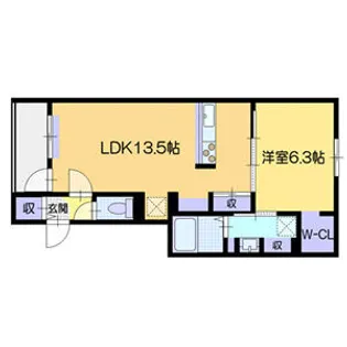 仮)ネコフィーノルナ【3-F号室】の間取り