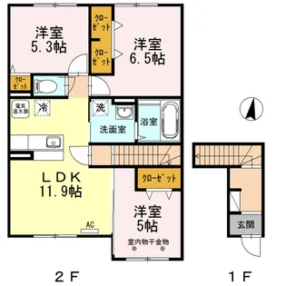アンソレイエ【203号室】の間取り