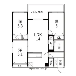 メニーズコート栄南プレミア【502号室】の間取り
