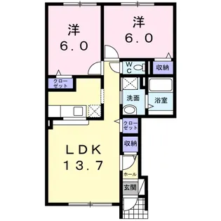サニーベルレジデンス【1階】の間取り