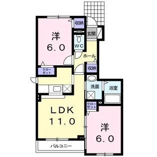 UN CALMLY1号館【1階】の間取り
