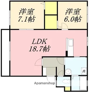 FIFTY ONE VOL.Ⅱ(フィフティワンVOL.Ⅱ)【102号室】の間取り
