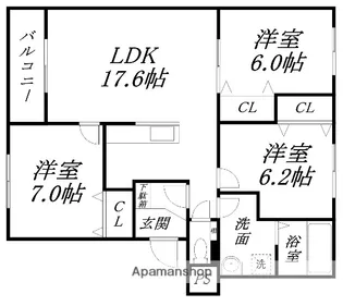 アンソレ・プレイス2【203号室】の間取り