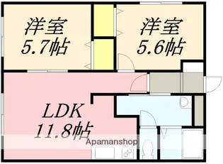 ピュアパレス花園(ピュアパレスハナゾノ)【305号室】の間取り