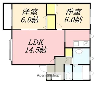 ヒルパイン湯川【101号室】の間取り