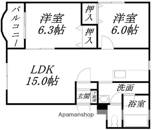 ピュアライフ湯川【102号室】の間取り