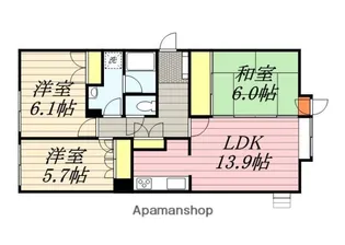 シャトーム若松町【102号室】の間取り