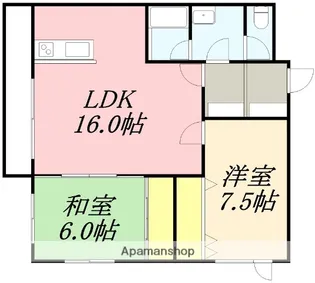 カームライフ五稜郭【202号室】の間取り