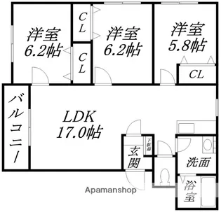 グランメール本通Ⅰ(グランメールホンドオリワン)【1階】の間取り