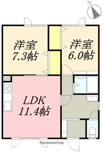メゾン洋【2階右号室】の間取り