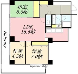 ガーデンテラス函館【9階】の間取り