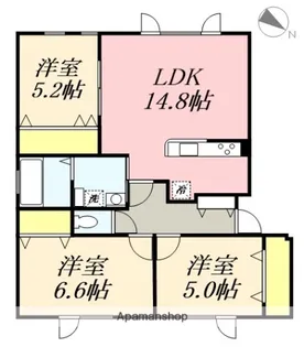 ラヴィ・クレールななえⅠ【202号室】の間取り