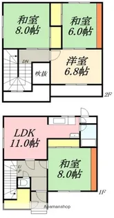 杉並町1棟2戸貸家【左号室号室】の間取り