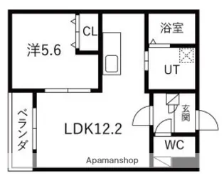 インフィニティ五稜郭公園【4階】の間取り