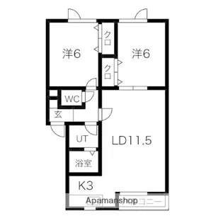 2LDKの間取り画像