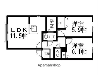 シャーメゾンメイプルⅡ【102号室】の間取り