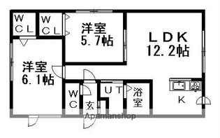 2LDKの間取り画像