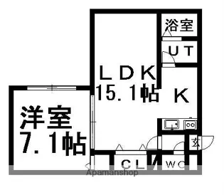 エル・ベスト南郷【102号室】の間取り