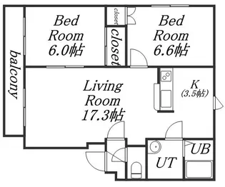 サンライズ北野【202号室】の間取り