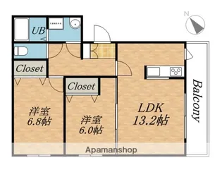 TASSO月寒【201.号室】の間取り