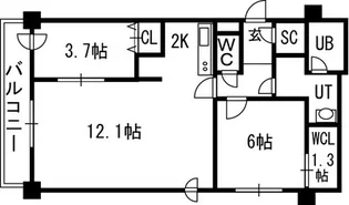 SーFORT豊平三条【00602号室】の間取り