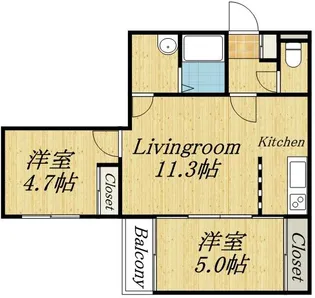フォルトゥーナ学園前【3階】の間取り