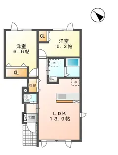 フェリーチェ白石中央D【105号室】の間取り