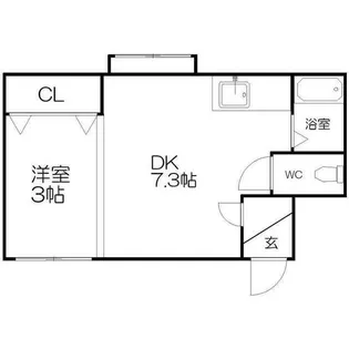 コテージ南郷通【202号室】の間取り