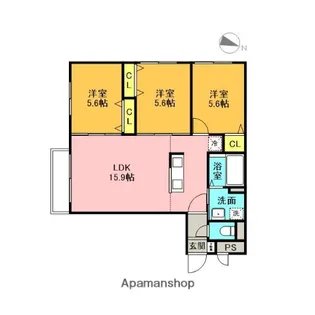 システムコート新札幌Ⅱ【4階】の間取り