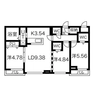 レスツオン厚別【3階】の間取り
