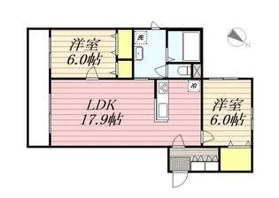 バンビーノ月寒西【3階】の間取り