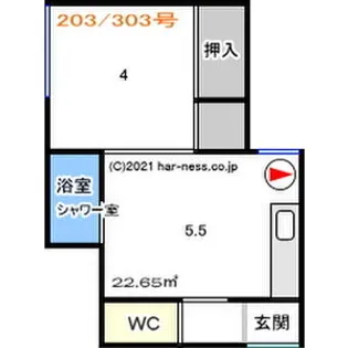 ハッピーハイツ【303号室】の間取り