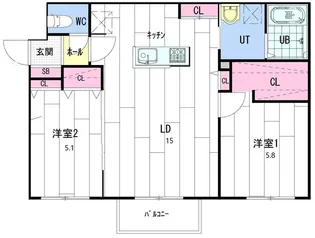 LA CLEF東札幌【4階】の間取り