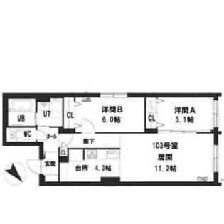 グランメールプレシャス【1階】の間取り