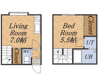 ヴェルディ北郷【102号室】の間取り