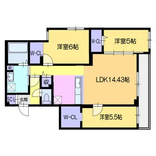 ヴォヤージュ菊水【3階】の間取り