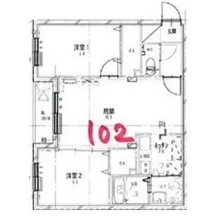 NOVEL北広島【102号室】の間取り