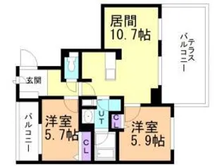 フレアテラス厚別【201号室】の間取り