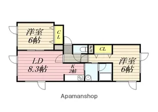 メゾン・ド・ボヌール【201号室】の間取り