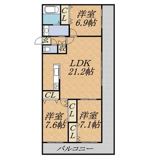 ディアコート69【10階】の間取り