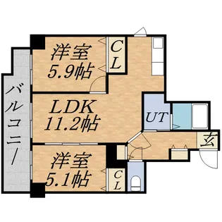 ドミ山鼻拾条【706号室】の間取り