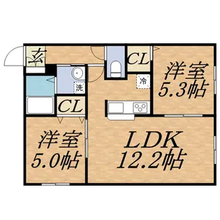 レグザ山鼻【402号室】の間取り