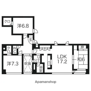 北海道札幌市中央区南六条西16丁目【マンション】の間取り